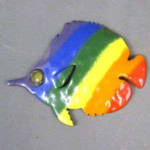 Colorful Fish Metal Wall Art 7" x 6" Hand-made